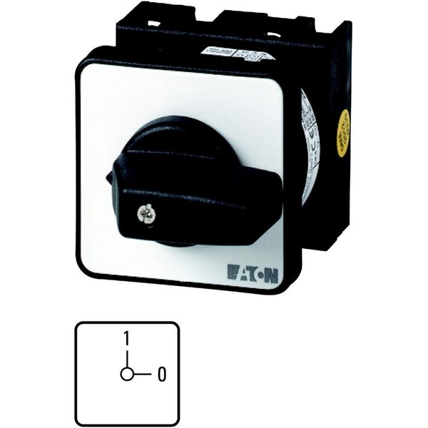 On-Off switch, T0, 20 A, centre mounting, 2 contact unit(s), 4 pole, with black thumb grip and front plate image 3