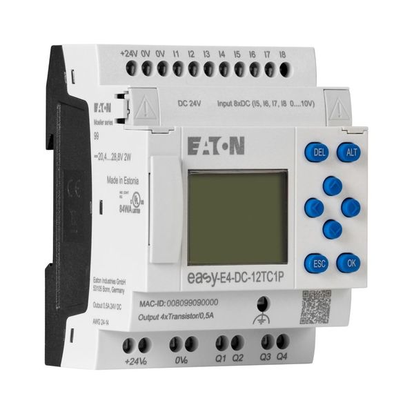 Control relays easyE4 with display (expandable, Ethernet), 24 V DC, Inputs Digital: 8, of which can be used as analog: 4, push-in terminal image 9