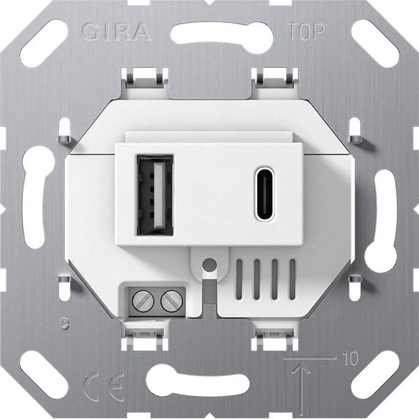 USB pow.supply 2-g type A/C Insert white image 1