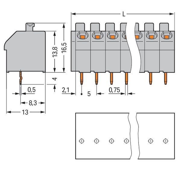 PCB terminal block push-button 1.5 mm², gray image 1