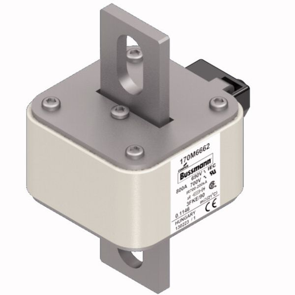 Fuse-link, high speed, 800 A, AC 690 V, size 3, 76 x 92 x 135 mm, aR, IEC, UL, single indicator image 3