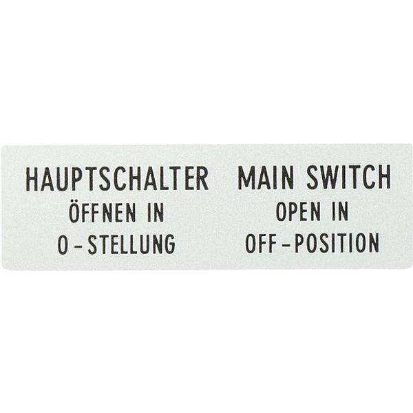 Clamp with label, For use with T0, T3, P1, 48 x 17 mm, Inscribed with standard text zOnly open main switch when in 0 positionz, Language German/Englis image 5