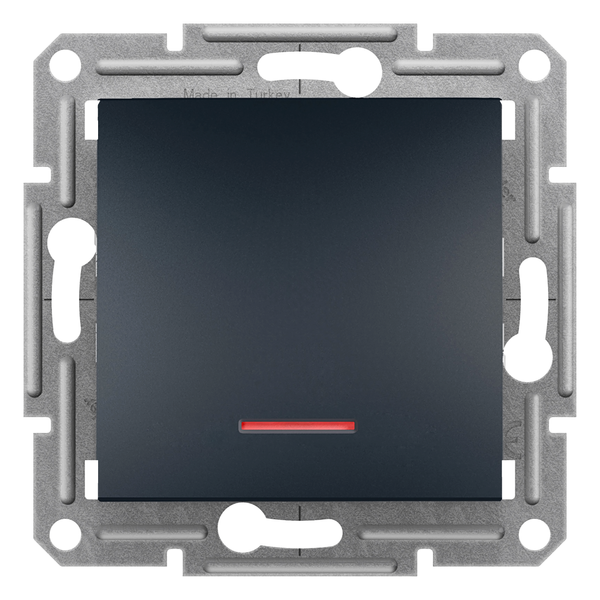 Asfora -1pole pushbutton with locator light, screwless terminals,wo frame,anthra image 4