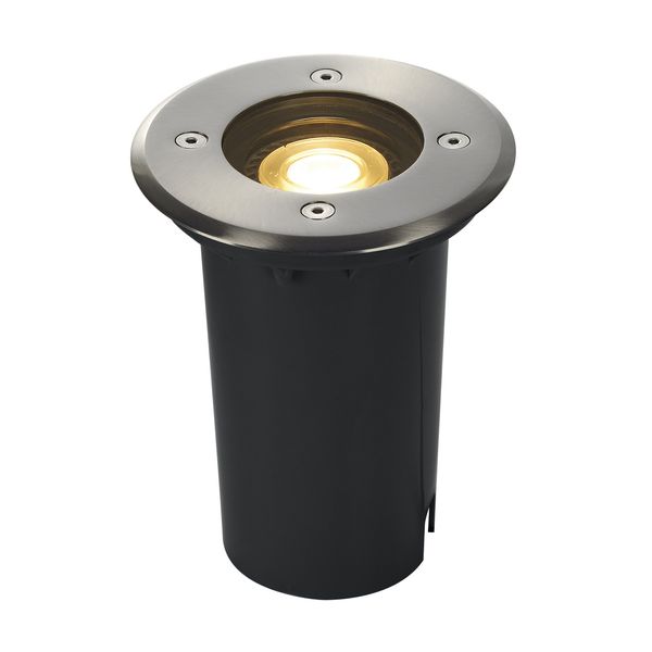 Solasto rec. floor luminaire, GU10, round, stainless steel image 1