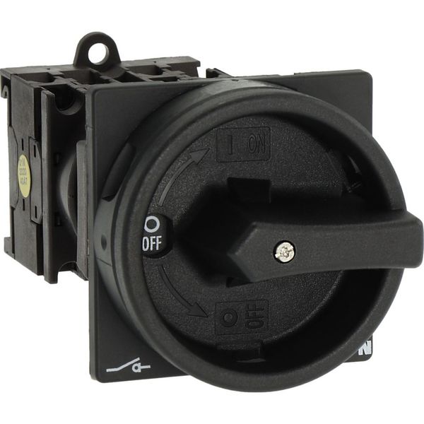 Main switch, T0, 20 A, rear mounting, 2 contact unit(s), 3 pole + N, STOP function, With black rotary handle and locking ring, Lockable in the 0 (Off) image 36