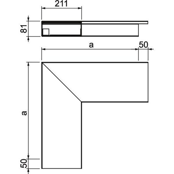 WDK F80210CW Flat angle  560,5x210x80 image 2