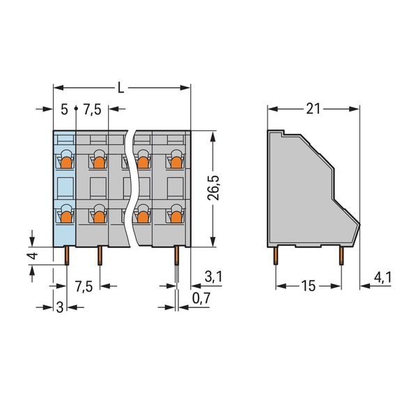Double-deck PCB terminal block 2.5 mm² Pin spacing 7.5 mm gray image 3