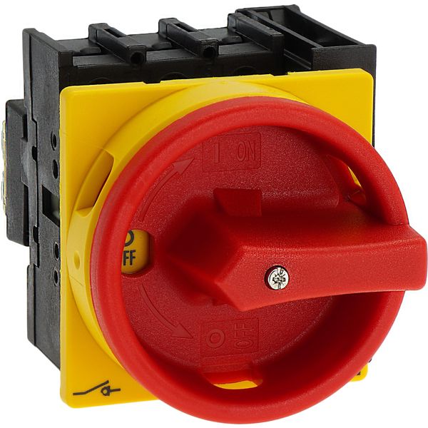 Main switch, P1, 32 A, flush mounting, 3 pole, 1 N/O, 1 N/C, Emergency switching off function, With red rotary handle and yellow locking ring, Lockabl image 21