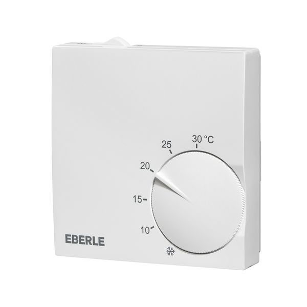 Polar white room controller extra flat, 5-30C, AC 230V, 1 changeover contact, 5/5 A, heating/cooling switch, RAL 9010 image 2