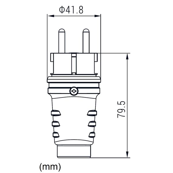 Schuko-Plug, impact resistant,16A, 250V, IP44, black, type F image 5