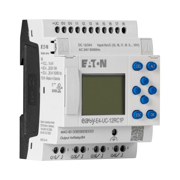 Control relays easyE4 with display (expandable, Ethernet), 12/24 V DC, 24 V AC, Inputs Digital: 8, of which can be used as analog: 4, push-in terminal image 21