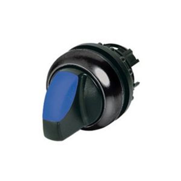 Illuminated selector switch actuator, RMQ-Titan, With thumb-grip, momentary, 3 positions, Blue, Bezel: black image 2