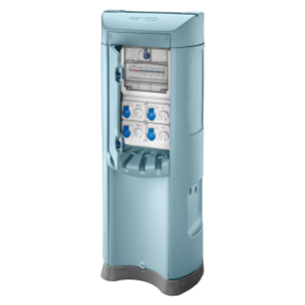 QMC200B - WIRED - DOUBLE SIDE TAKE-OFF - 4 SOCKET OUTLET 2P+T 16A - KNIFE SWITCH 4P 32A - 4 MCD 2P 10A 0,03A - IP44 - LIGHT BLUE image 1