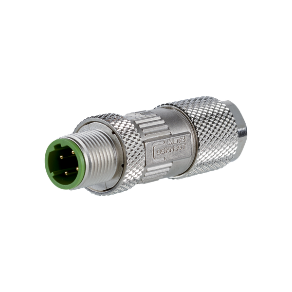 M12 plug, D-coded, IP67, Cat. 5, Ø 6-9.7 mm, field assembly, straight image 3