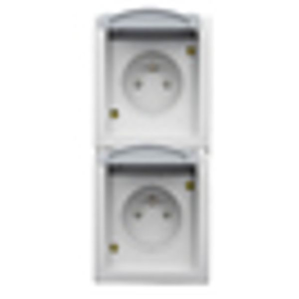 Vertical combi. two-gang pin socket outlet, VISIO IP54 image 6