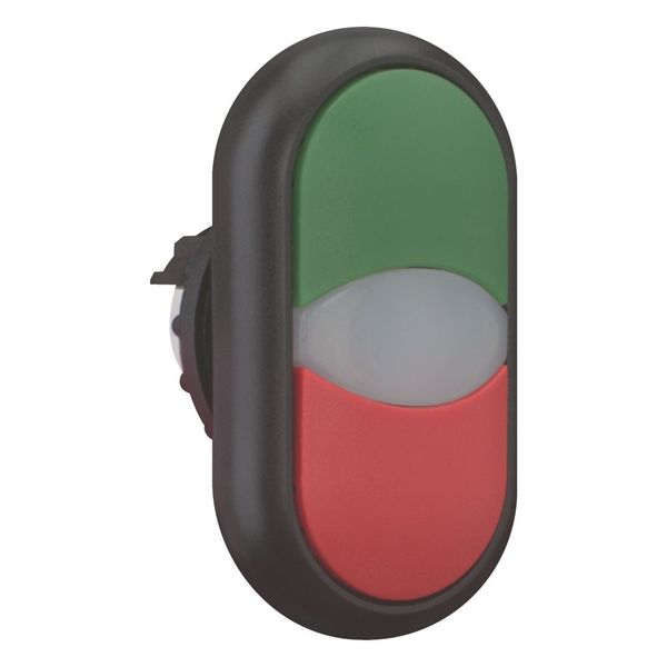 Double actuator pushbutton, RMQ-Titan, Actuators and indicator lights non-flush, momentary, White lens, green, red, Blank, Bezel: black image 11