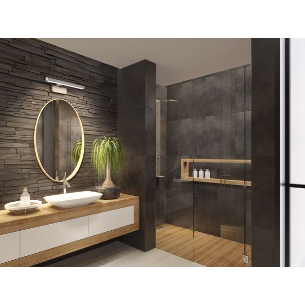 Orbis Disc Bar Bathroom Mirror 400mm Chrome Click-CCT IP44 image 8