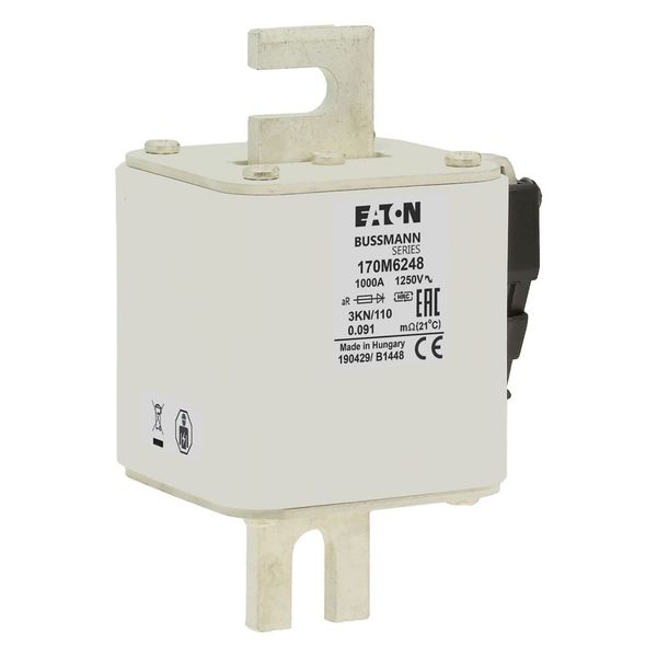 Fuse-link, high speed, 1000 A, AC 1250 V, size 3, 76 x 92 x 139 mm, aR, DIN, IEC, single indicator image 11