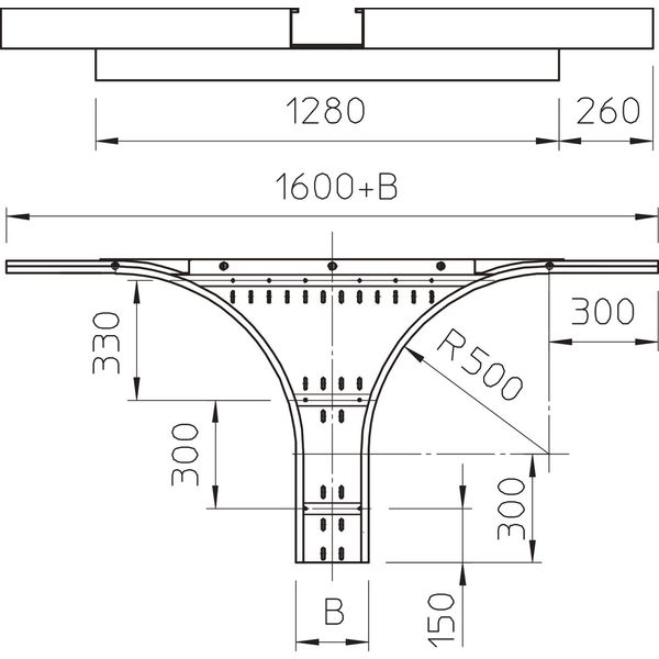 WRAA 130 FS Add-on tee for wide span cable tray 110 110x300 image 2