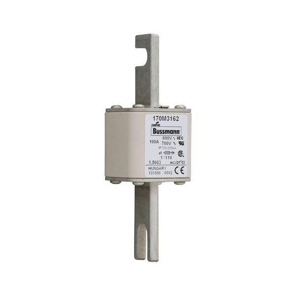 Fuse-link, high speed, 100 A, AC 690 V, compact size 1, 45 x 45 x 134 mm, aR, DIN, IEC, single indicator image 5