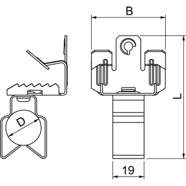 BCVPO 3-7 D32 Beam clamp with bottom pipe clamp 32mm 3-7mm image 2