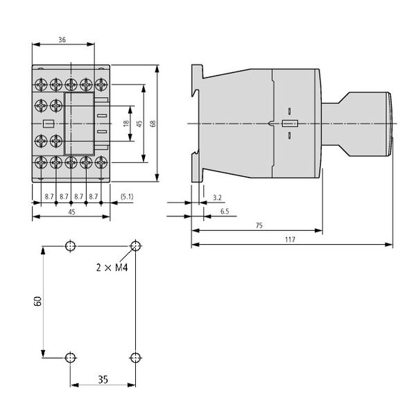 Auxiliary Contactor, 2 NO + 2 NC, coil 24VAC image 2