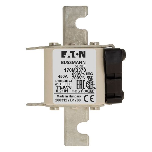 Fuse-link, high speed, 450 A, AC 690 V, compact size 1, 45 x 59 x 102 mm, aR, IEC, UL, single indicator image 3