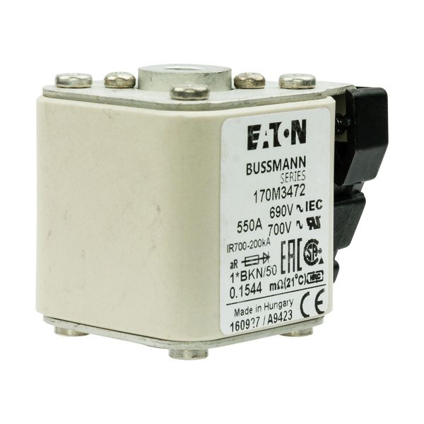 Fuse-link, high speed, 550 A, AC 690 V, compact size 1, aR, IEC, UL, single indicator image 16