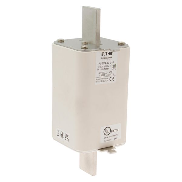 Fuse-link, high speed, 315 A, DC 1500 V, 3L, 75 x 205 mm, gPV, IEC, UL, without indicator image 15