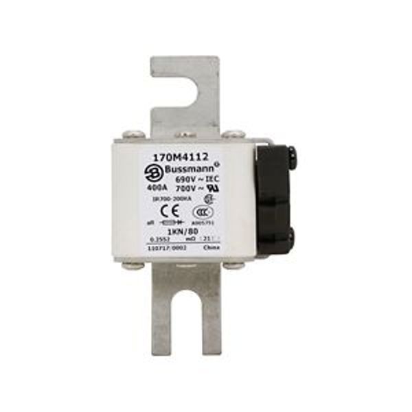 Fuse-link, high speed, 400 A, AC 690 V, DIN 1, 53 x 69 x 108 mm, aR, DIN, IEC, single indicator image 4