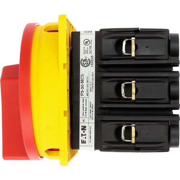 Main switch, P3, 30 A, flush mounting, 3 pole, With red rotary handle and yellow locking ring, Lockable in the 0 (Off) position, UL/CSA image 7