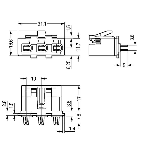 Device connector 3-pole Cod. A white image 3