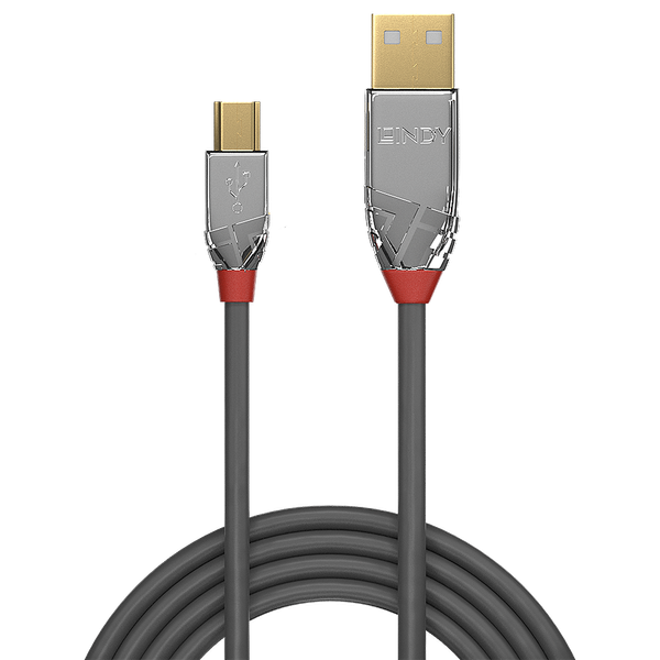 1m USB 2.0 Type A to Mini-B Cable, Cromo Line USB Type A Male to Mini-B Male image 2