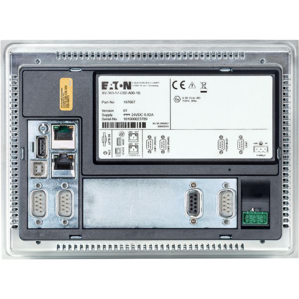 Single touch display, 5.7-inch display, 24 VDC, 640 x 480 px, 2x Ethernet, 1x RS232, 1x RS485, 1x CAN, 1x DP, PLC function can be fitted by user image 30