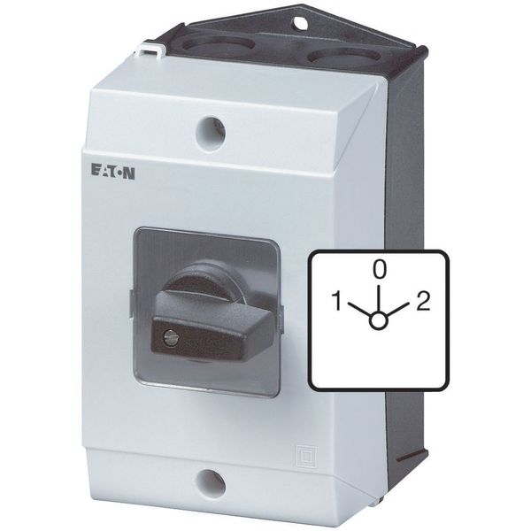 Reversing switches, T3, 32 A, surface mounting, 3 contact unit(s), Contacts: 5, 60 °, maintained, With 0 (Off) position, 1-0-2, Design number 8401 image 27