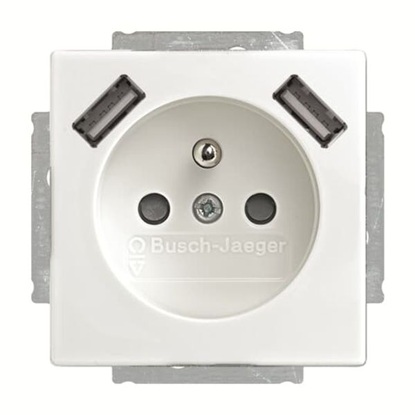 20 MUCB2USB-884-500 Socket Earthing pin with USB AA studio white matt - 63x63 image 2
