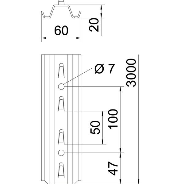 TPSG 3000 FS TP support w. clamp hook, mesh cable tray 3000mm image 2