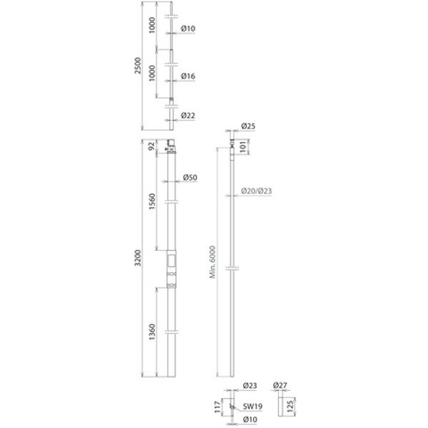 HVI Conductor D 20mm Cu w. support. tube L 3200mm a. air-term. rod L 2 image 2