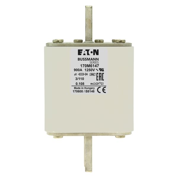 Fuse-link, high speed, 900 A, AC 1250 V, size 3, 76 x 90 x 139 mm, aR, DIN, IEC, single indicator image 17