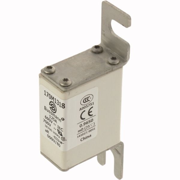 Fuse-link, high speed, 125 A, AC 690 V, DIN 000, 21 x 40 x 100 mm, aR, DIN, IEC image 3