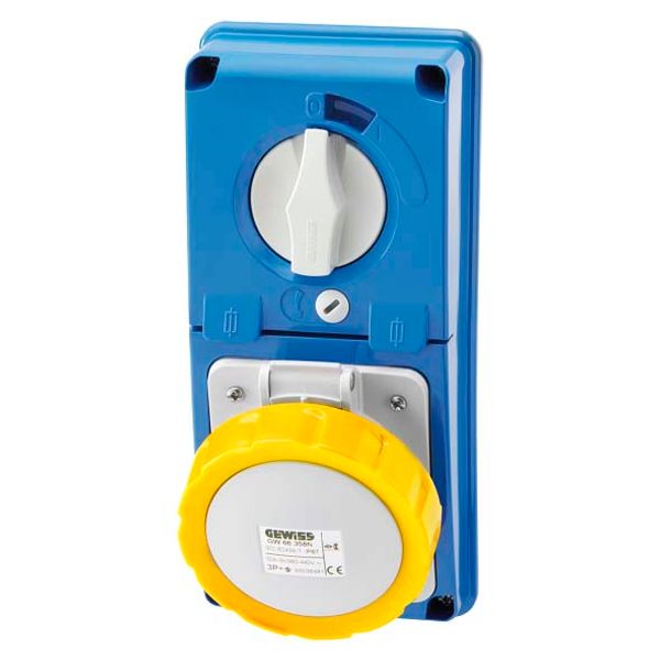 VERTICAL FIXED INTERLOCKED SOCKET OUTLET - WITHOUT BOTTOM - WITH FUSE-HOLDER BASE - 3P+N+E 32A 100-130V - 50/60HZ 4H - IP67 image 2