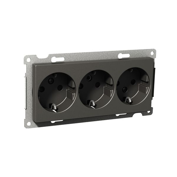 Exxact triple socket-outlet earthed screw anthracite image 3