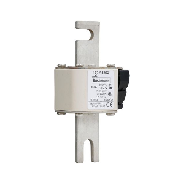 Fuse-link, high speed, 450 A, AC 690 V, DIN 1, 53 x 69 x 138 mm, aR, DIN, IEC, single indicator image 16