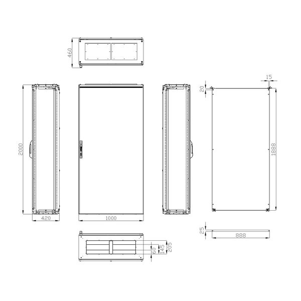 Compact enclosure 1 door IP65 H=2000 W=1000 D=400 mm image 3