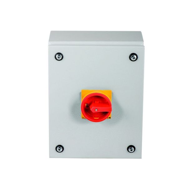 Main switch, T3, 32 A, surface mounting, 3 contact unit(s), 6 pole, Emergency switching off function, With red rotary handle and yellow locking ring, image 17