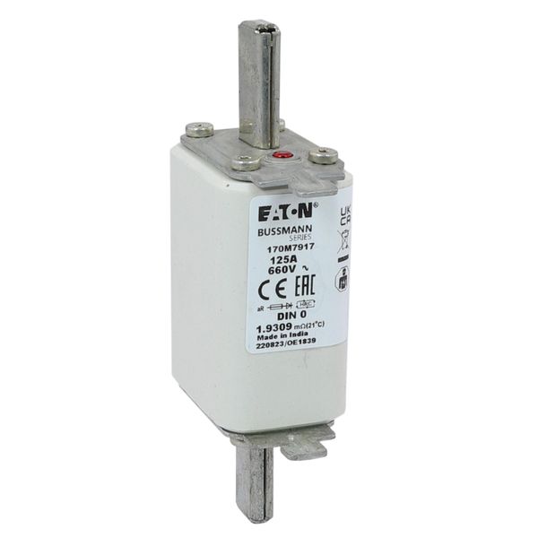 Fuse-link, high speed, 125 A, AC 660 V, DIN 0, aR, DIN, IEC, single indicator, live gripping lugs image 10