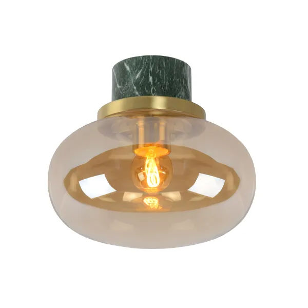 Lucide LORENA - Flush ceiling light Bathroom - Ø 23 cm - 1xE27 - IP44 - Amber image 1