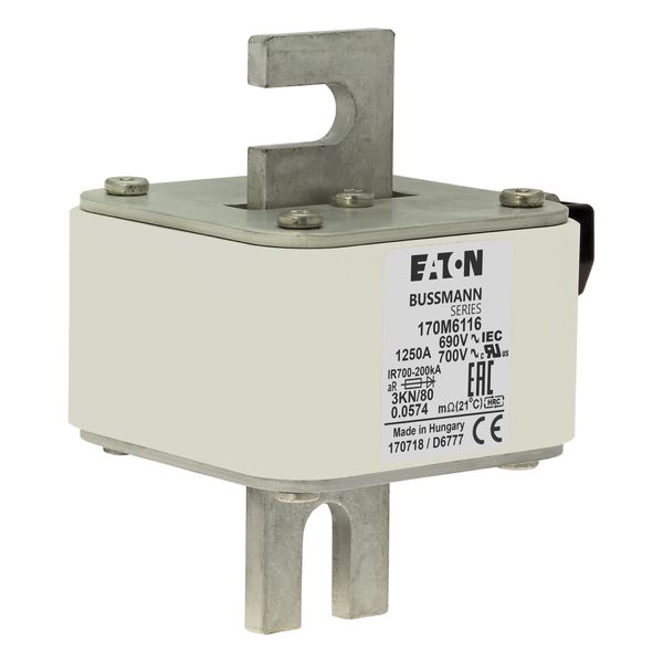 Fuse-link, high speed, 1250 A, AC 690 V, DIN 3, 76 x 92 x 109 mm, aR, DIN, IEC, single indicator image 18