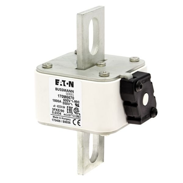 Fuse-link, high speed, 1800 A, AC 600 V, size 3, 76 x 92 x 135 mm, aR, IEC, UL, single indicator image 3