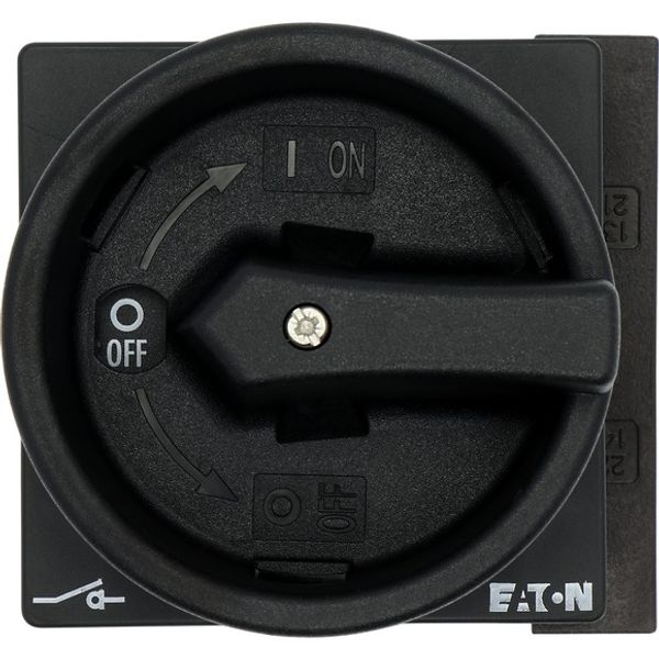 Main switch, P1, 25 A, flush mounting, 3 pole, 1 N/O, 1 N/C, STOP function, With black rotary handle and locking ring, Lockable in the 0 (Off) positio image 3